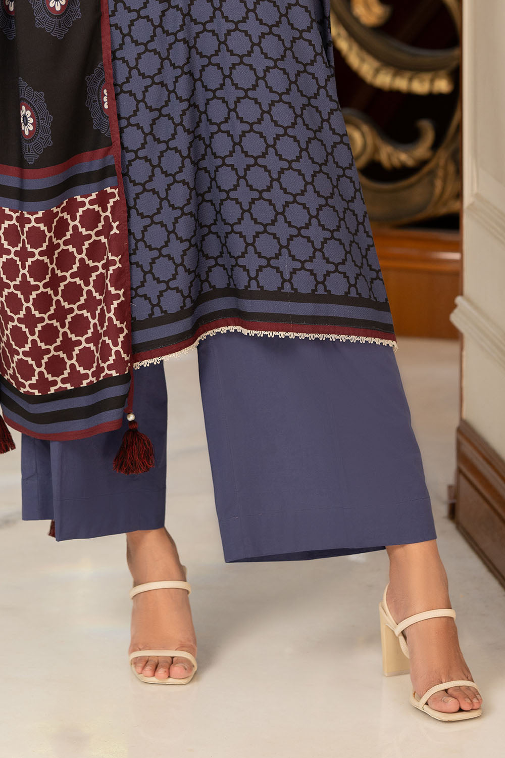 3 Piece Printed Dobby Suit