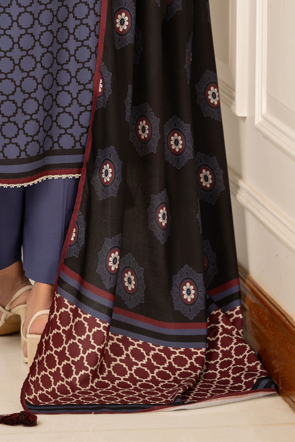 3 Piece Printed Dobby Suit