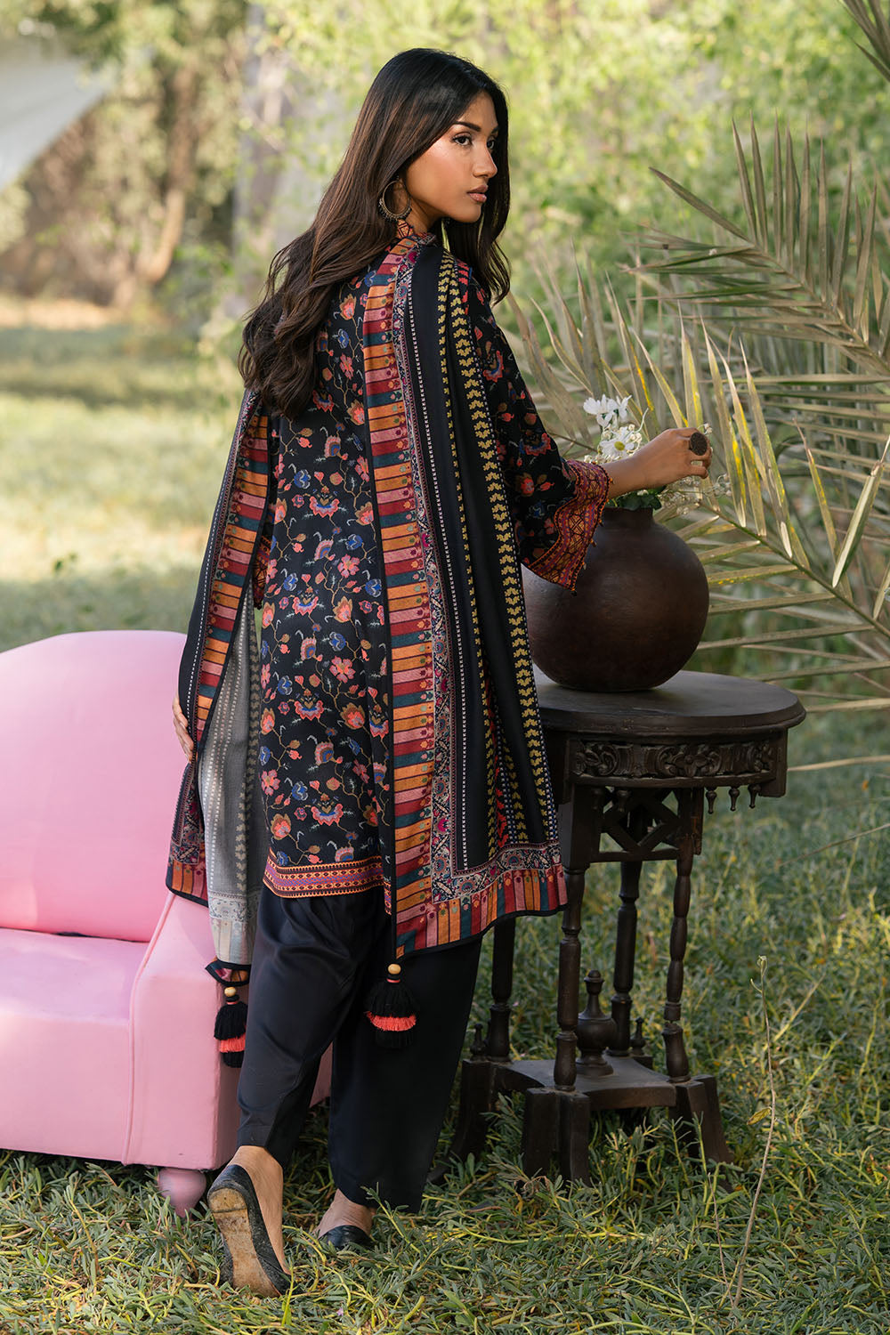 3 Piece Printed Dobby Suit