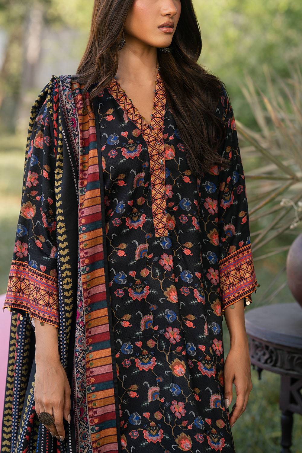 3 Piece Printed Dobby Suit