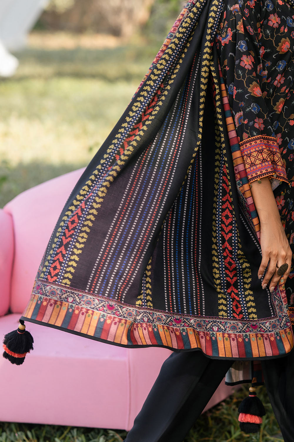 3 Piece Printed Dobby Suit