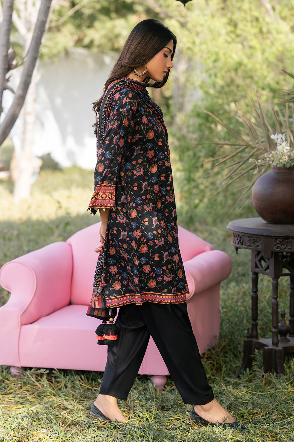 3 Piece Printed Dobby Suit