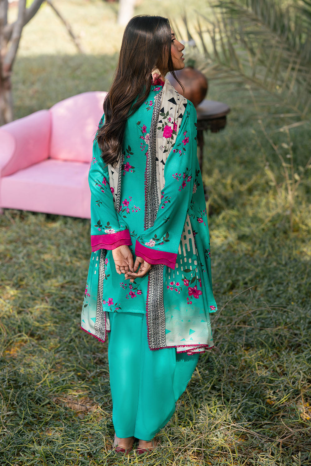 3 Piece Printed Dobby Suit
