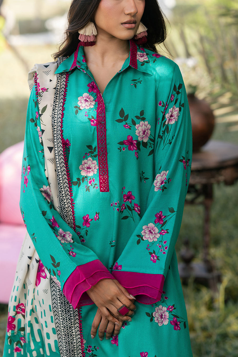 3 Piece Printed Dobby Suit