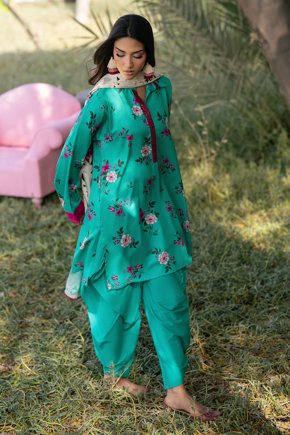 3 Piece Printed Dobby Suit