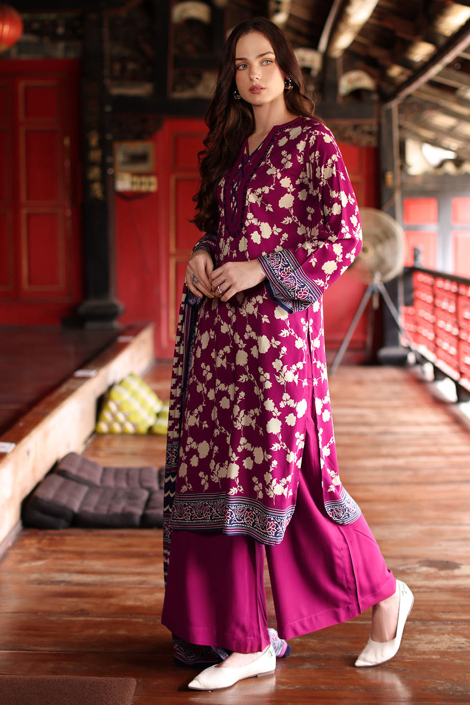 3 Piece Printed Linen Suit with Printed Linen Dupatta