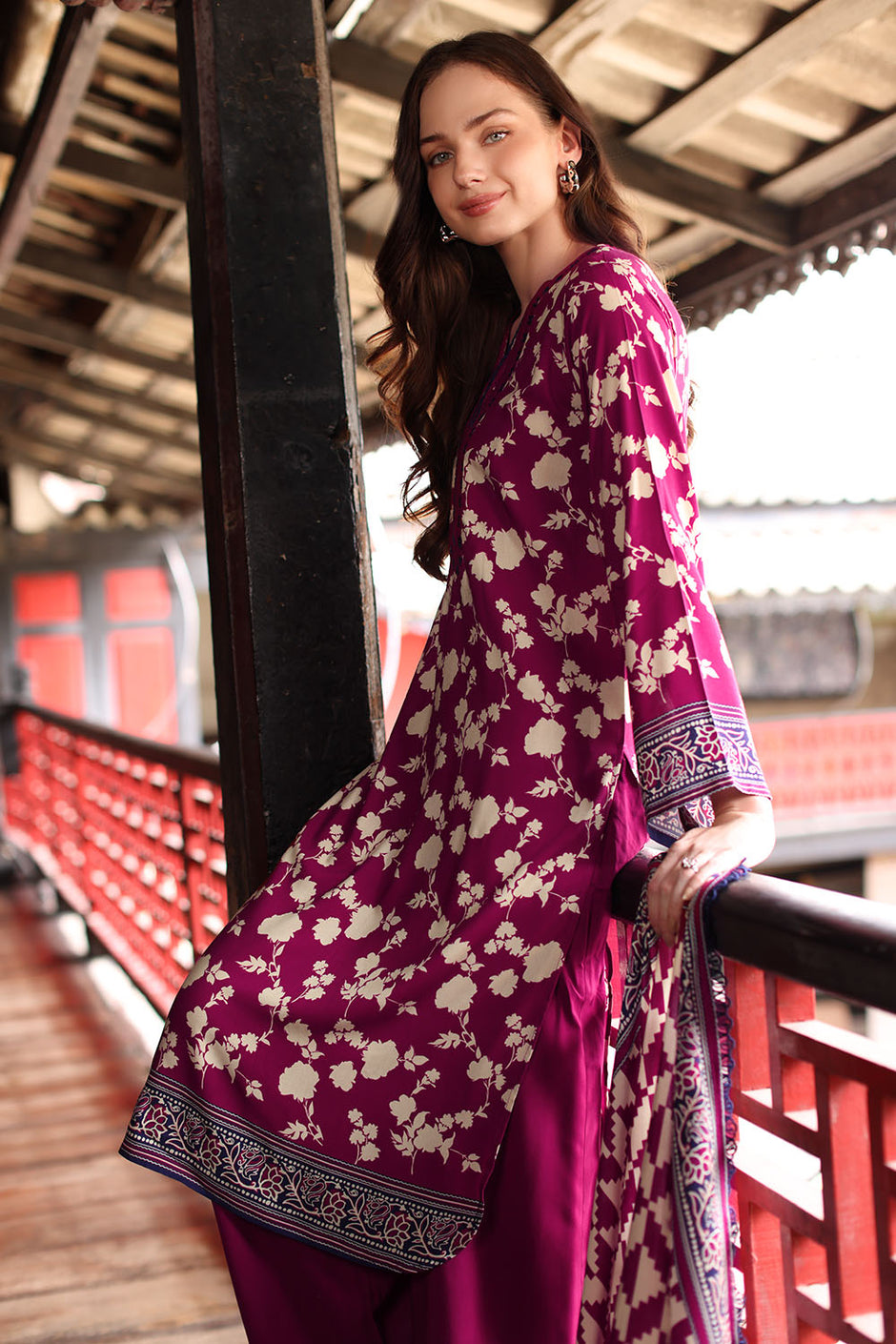 3 Piece Printed Linen Suit with Printed Linen Dupatta