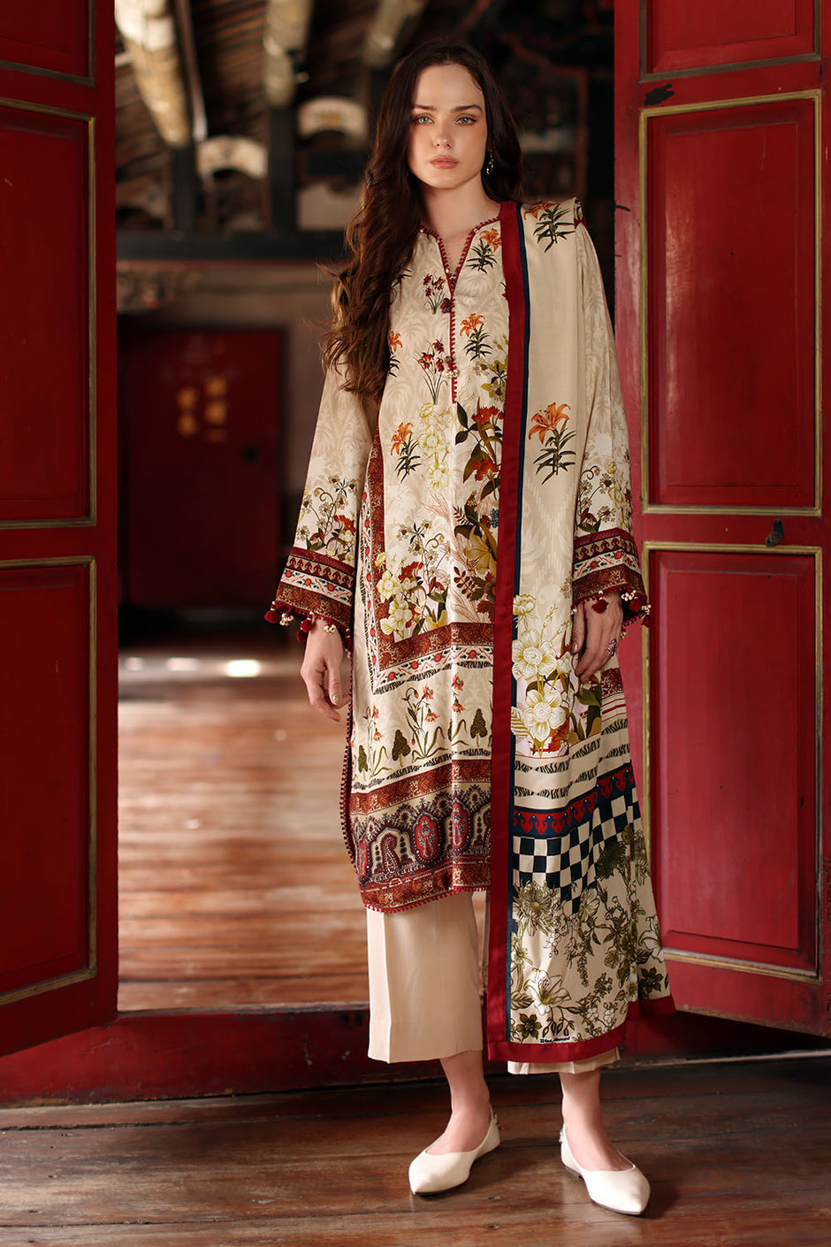 3 Piece Printed Linen Suit with Printed Linen Dupatta