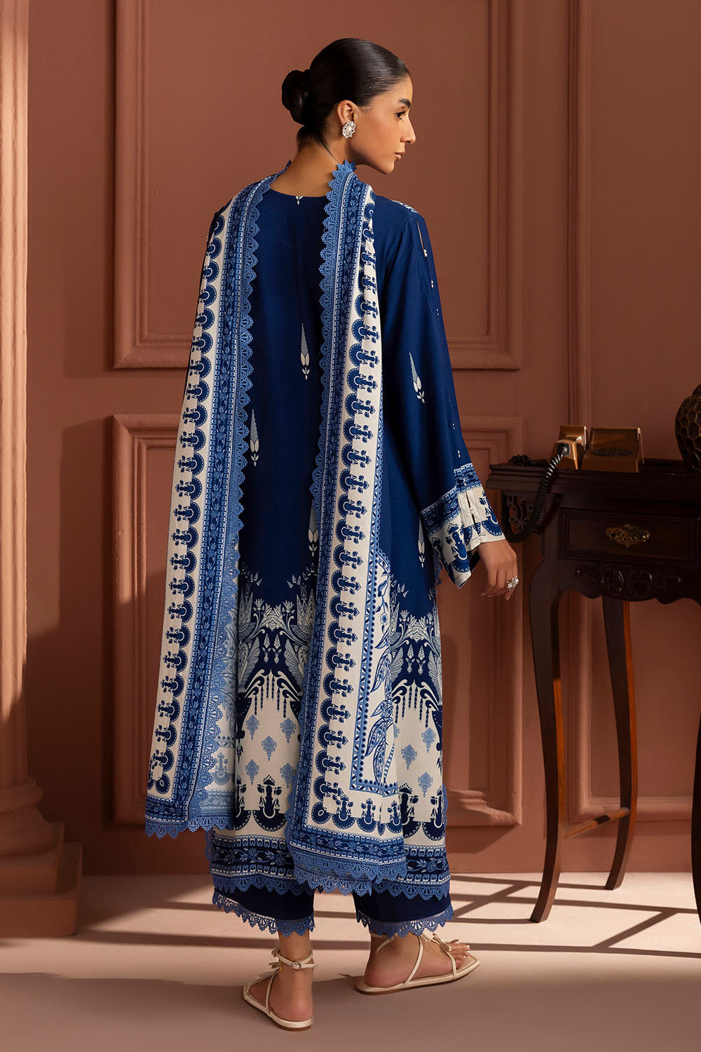 3 Piece Printed Linen Suit