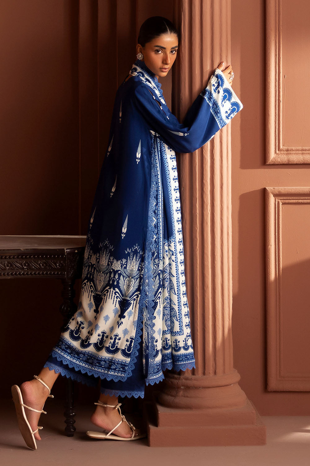 3 Piece Printed Linen Suit