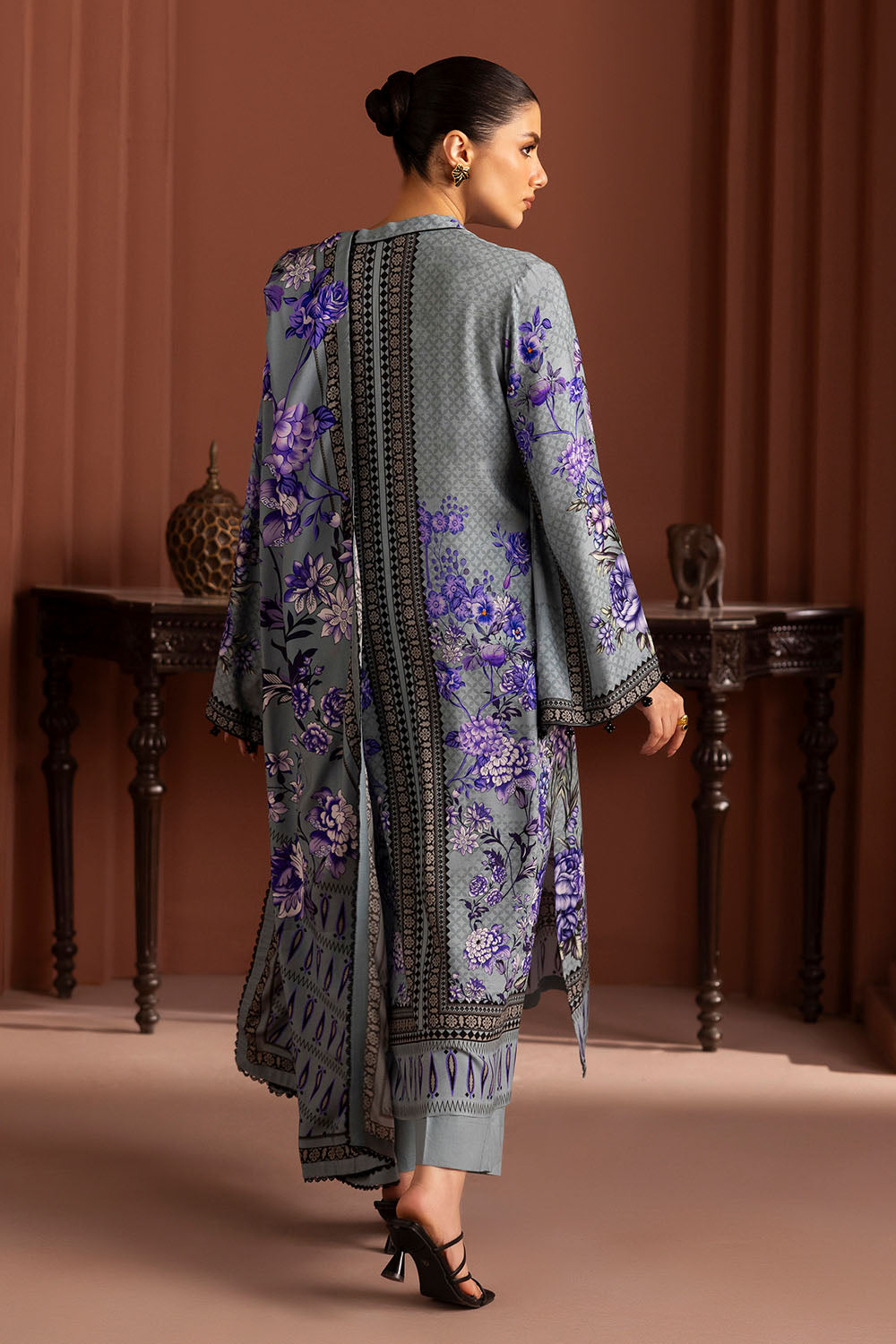 3 Piece Printed Linen Suit