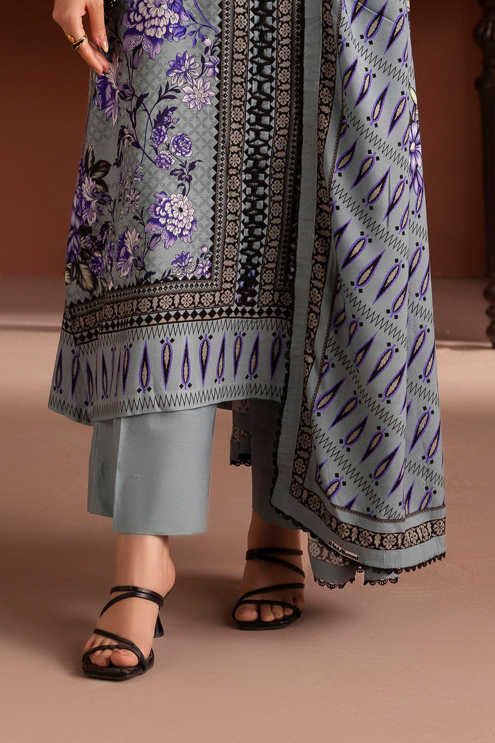3 Piece Printed Linen Suit