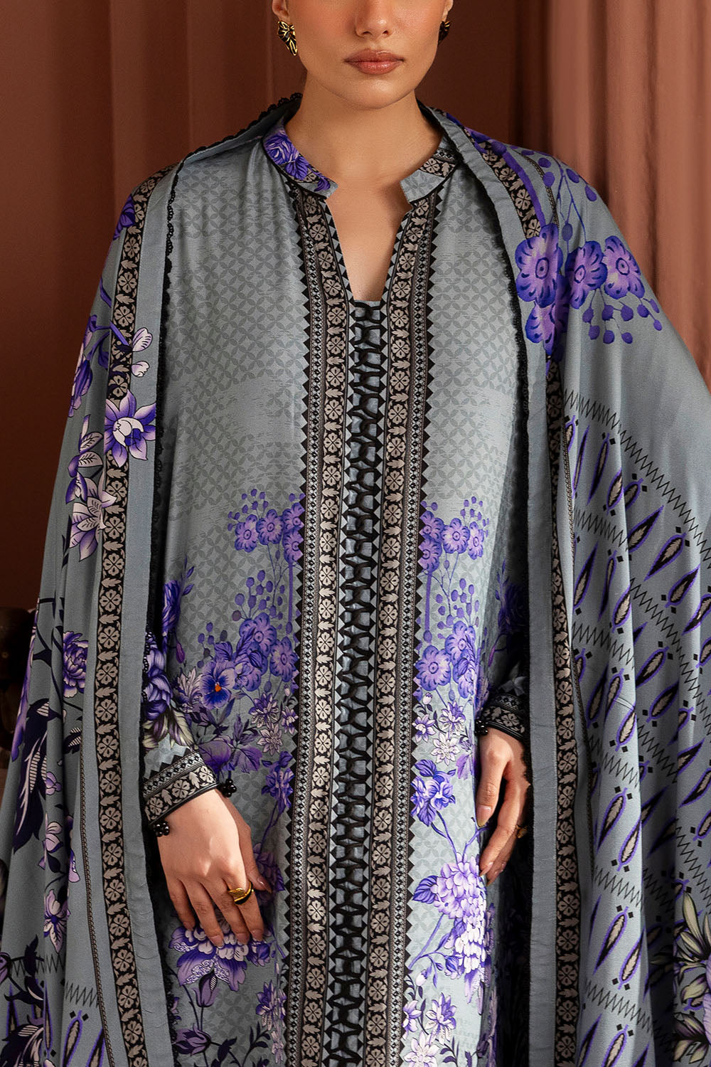 3 Piece Printed Linen Suit