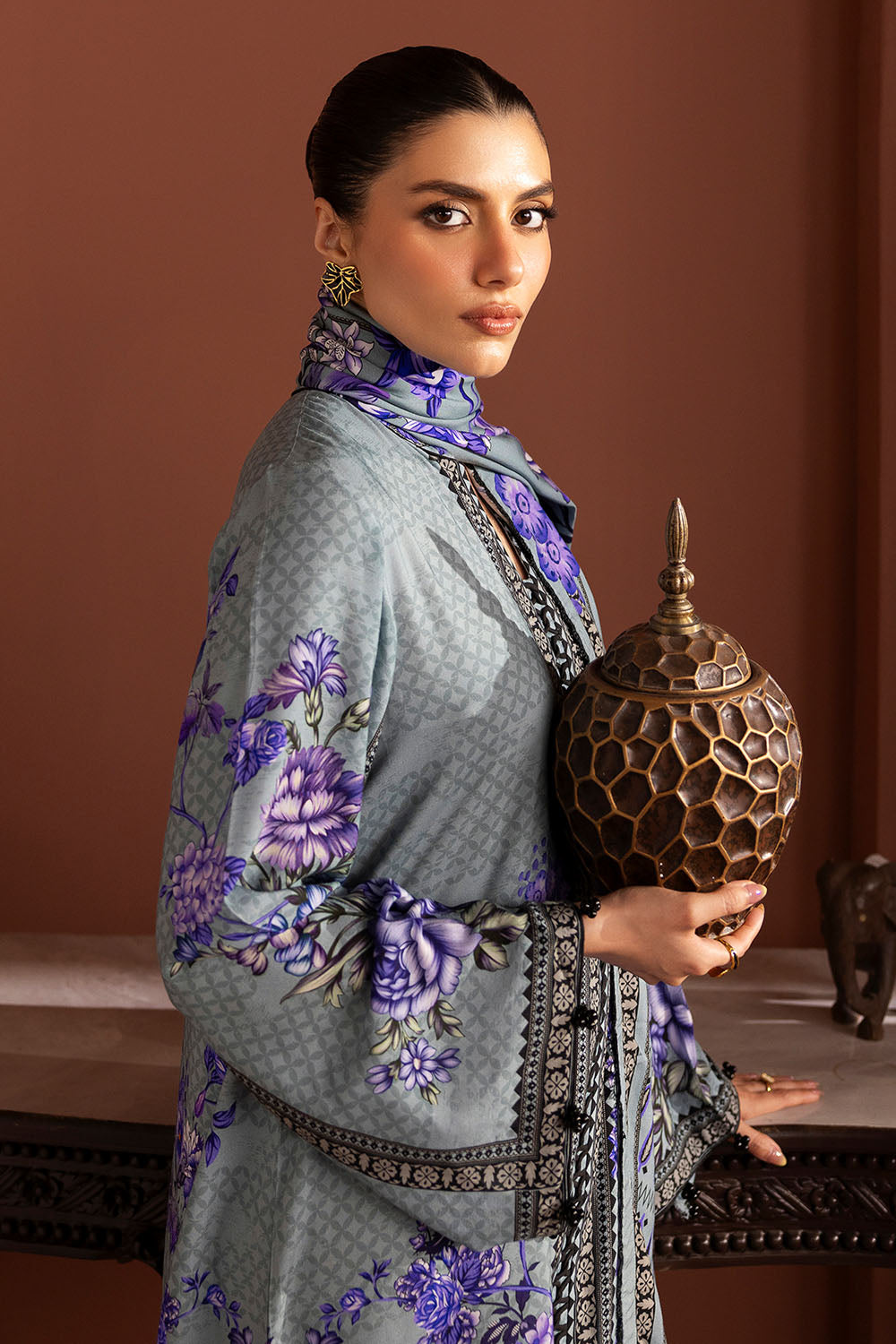 3 Piece Printed Linen Suit
