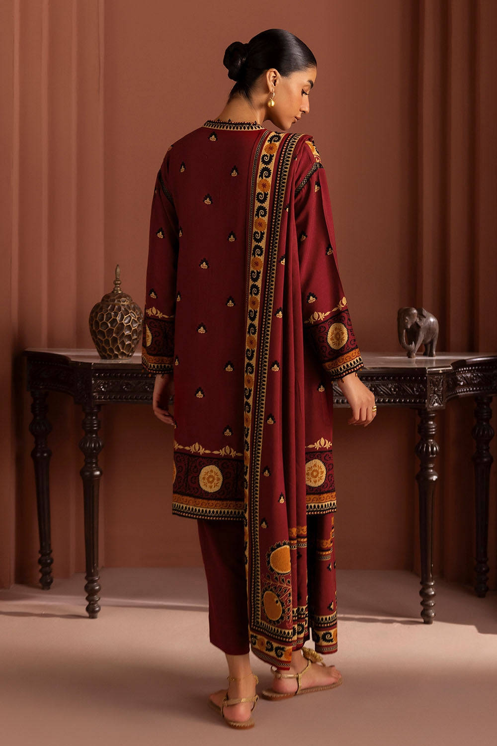 3 Piece Printed Linen Suit