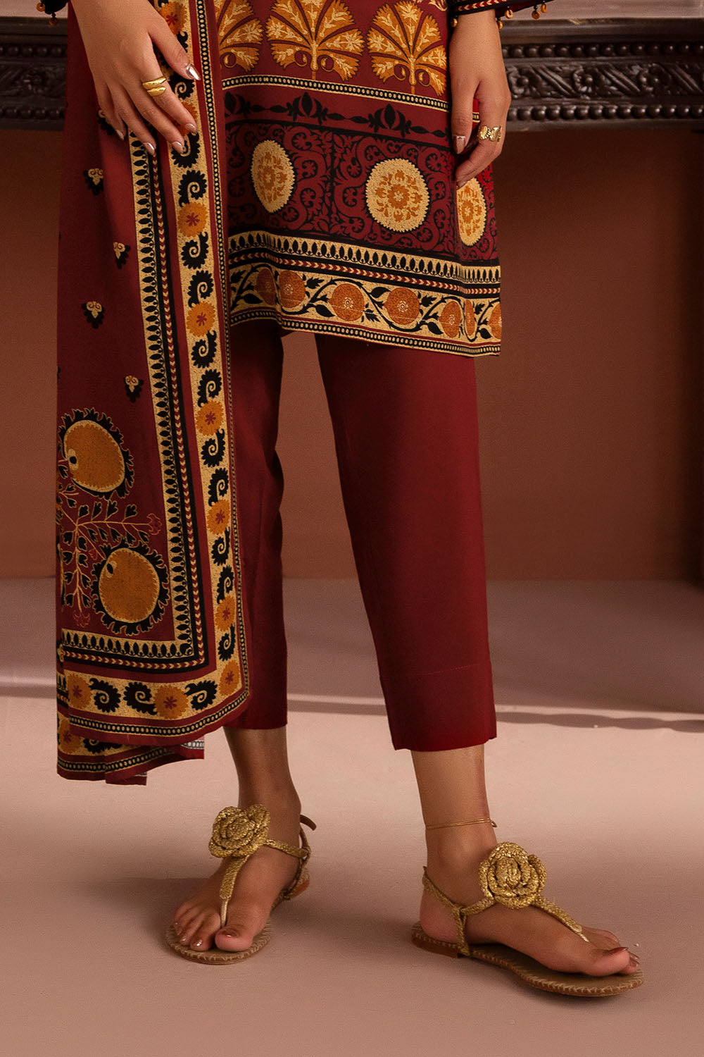 3 Piece Printed Linen Suit