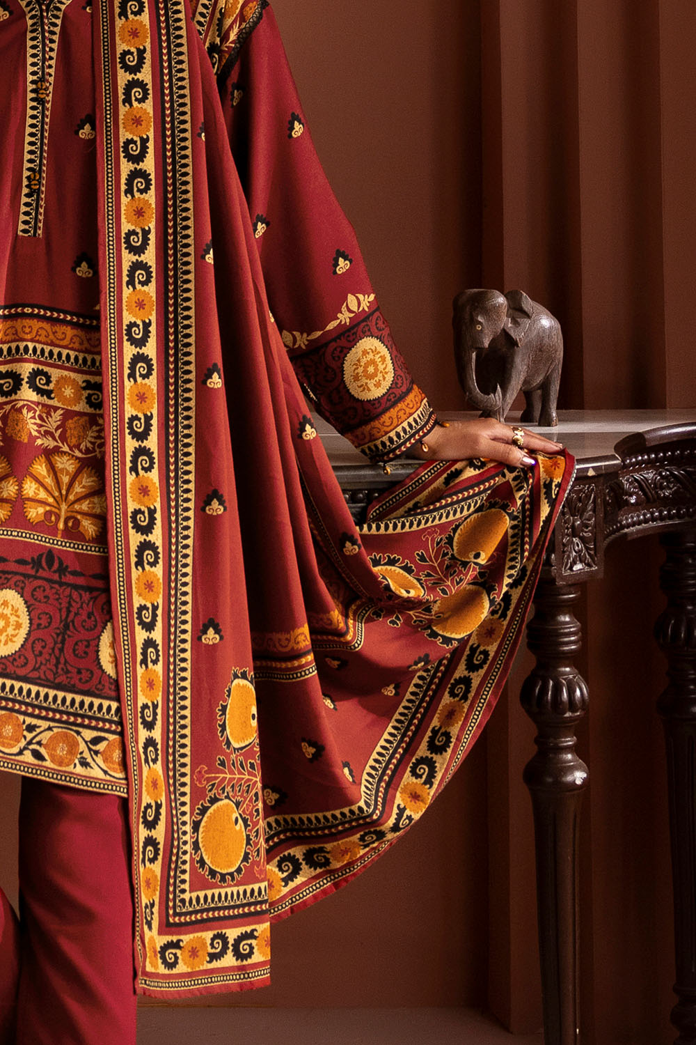 3 Piece Printed Linen Suit