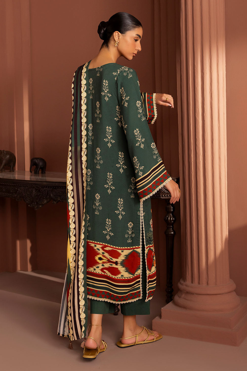 3 Piece Printed Linen Suit