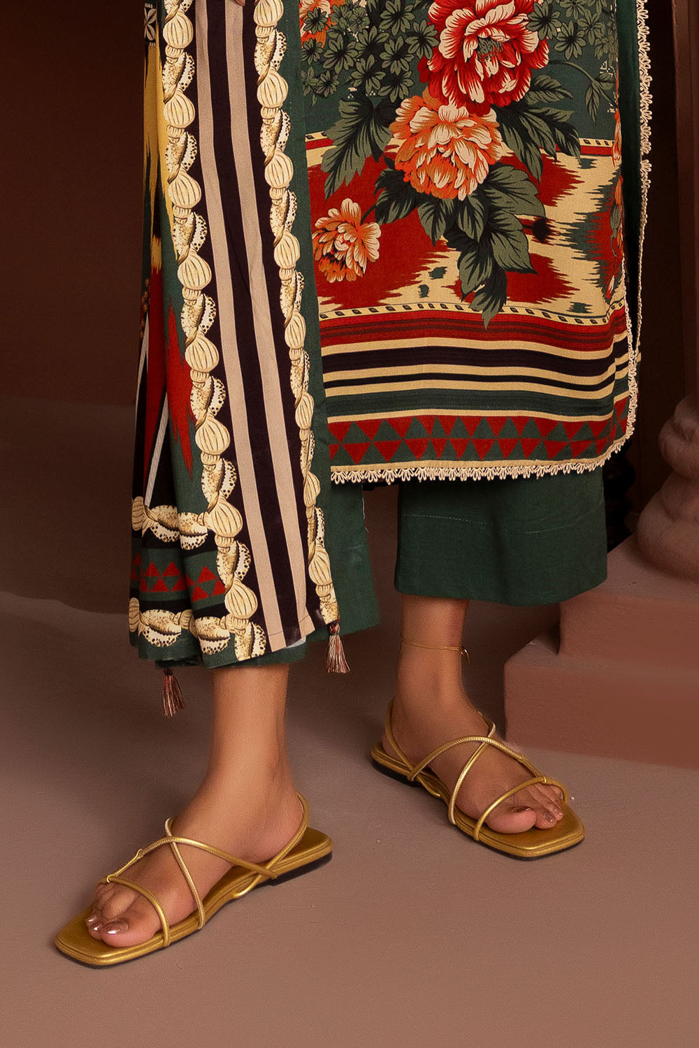 3 Piece Printed Linen Suit