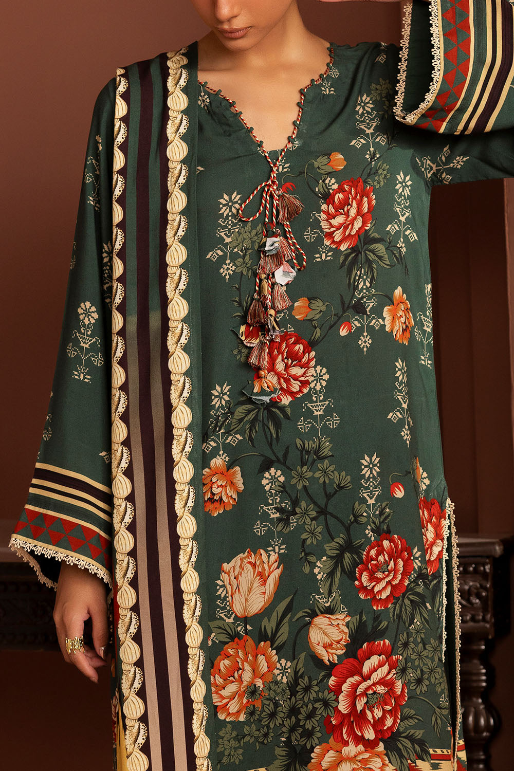3 Piece Printed Linen Suit