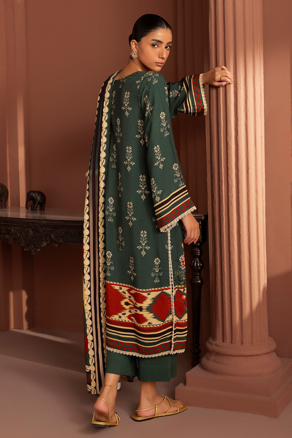 3 Piece Printed Linen Suit