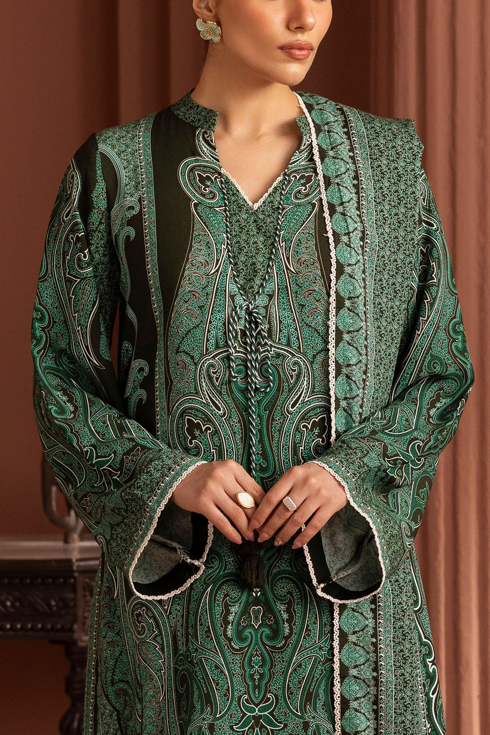 3 Piece Printed Linen Suit