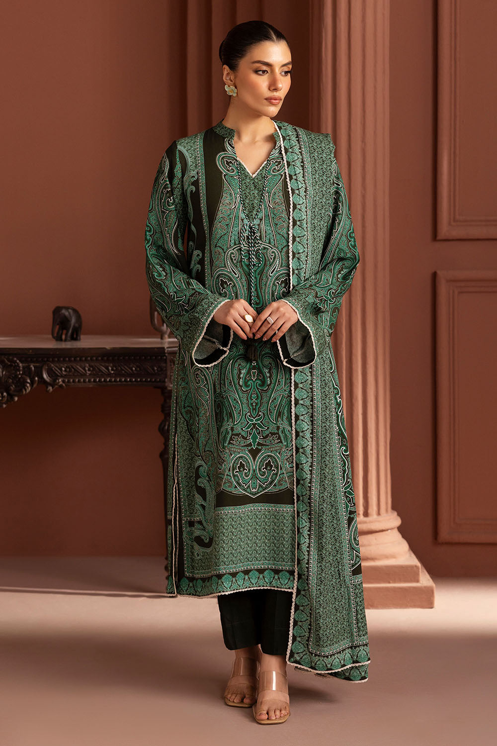 3 Piece Printed Linen Suit