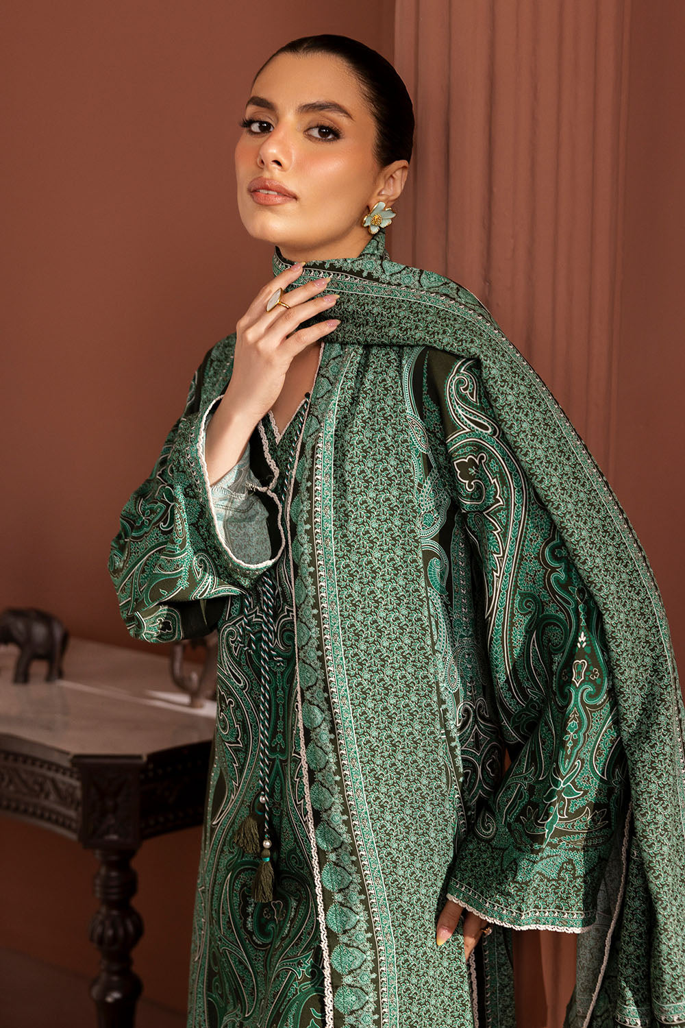 3 Piece Printed Linen Suit