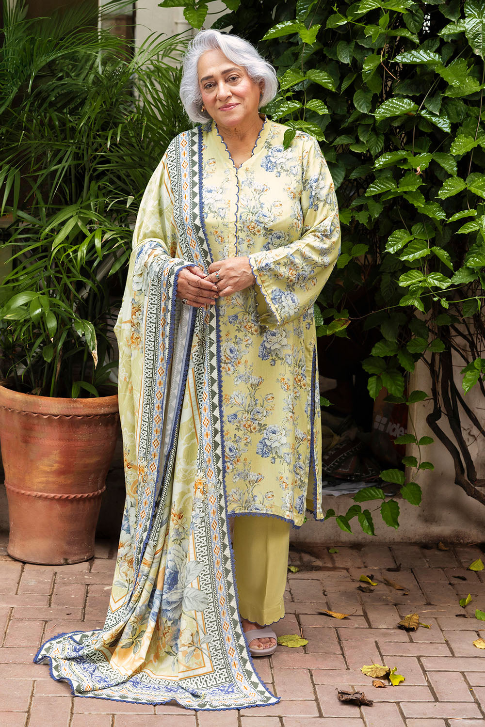 3 Piece Printed Linen Suit