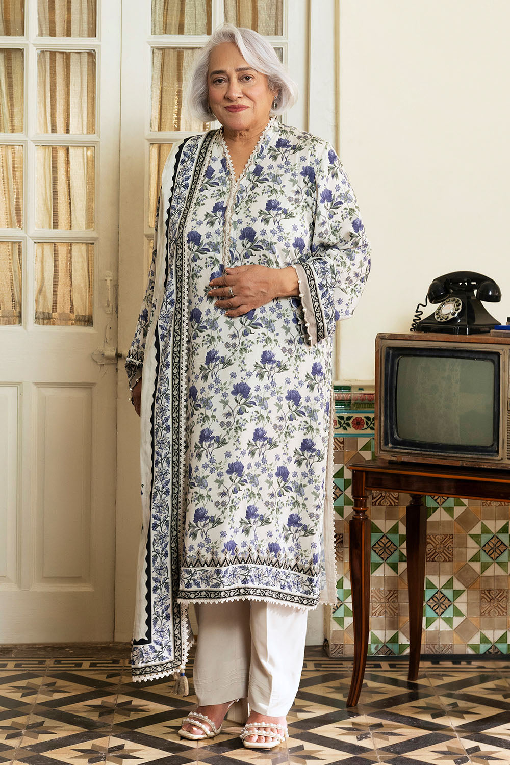 3 Piece Printed Linen Suit