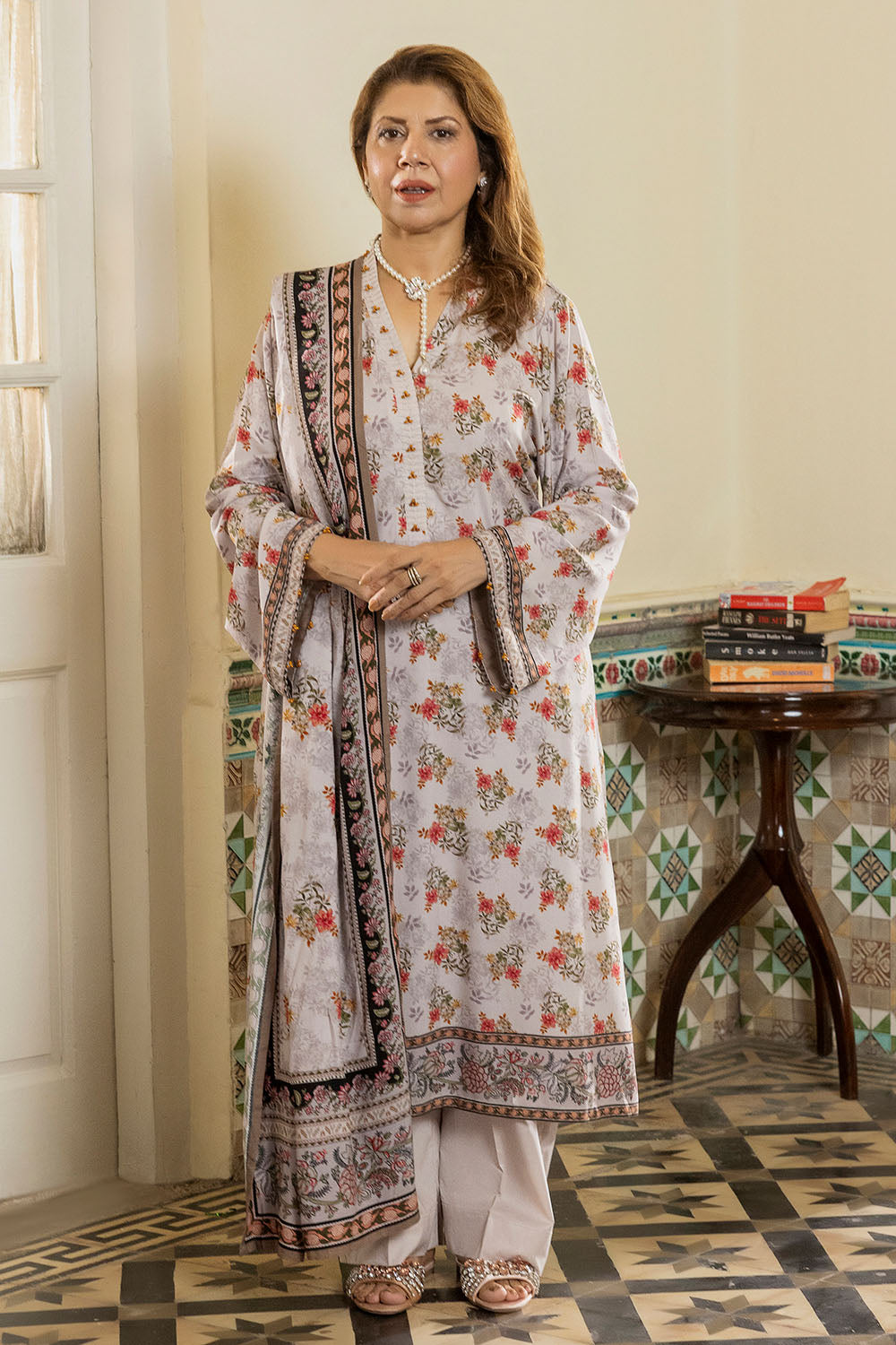 3 Piece Printed Linen Suit
