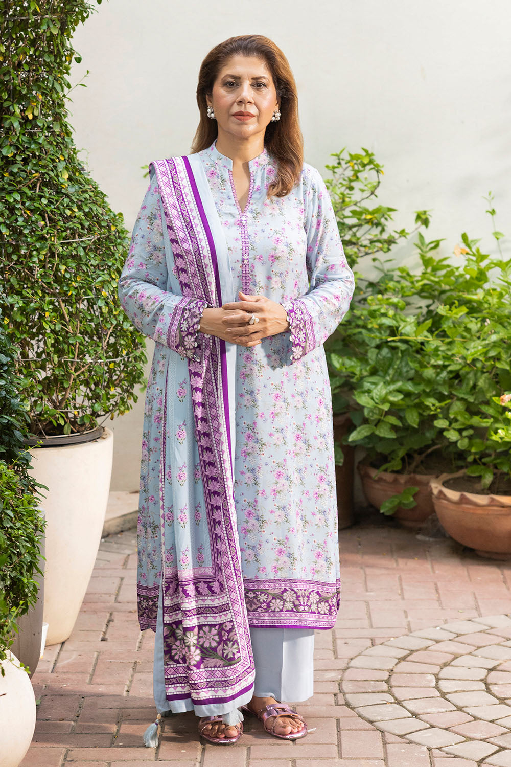 3 Piece Printed Linen Suit