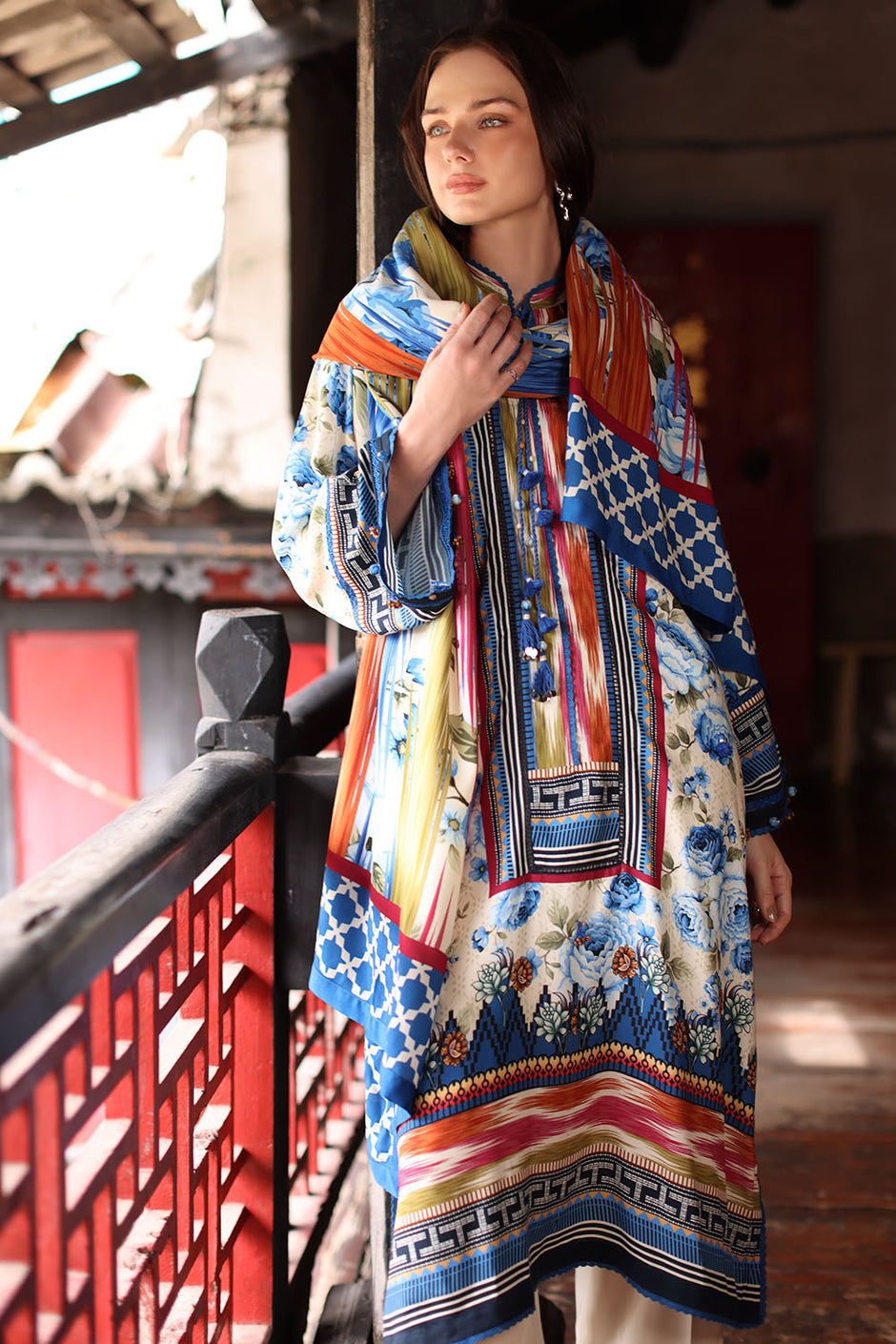 3 Piece Printed Linen Suit with Printed Linen Dupatta