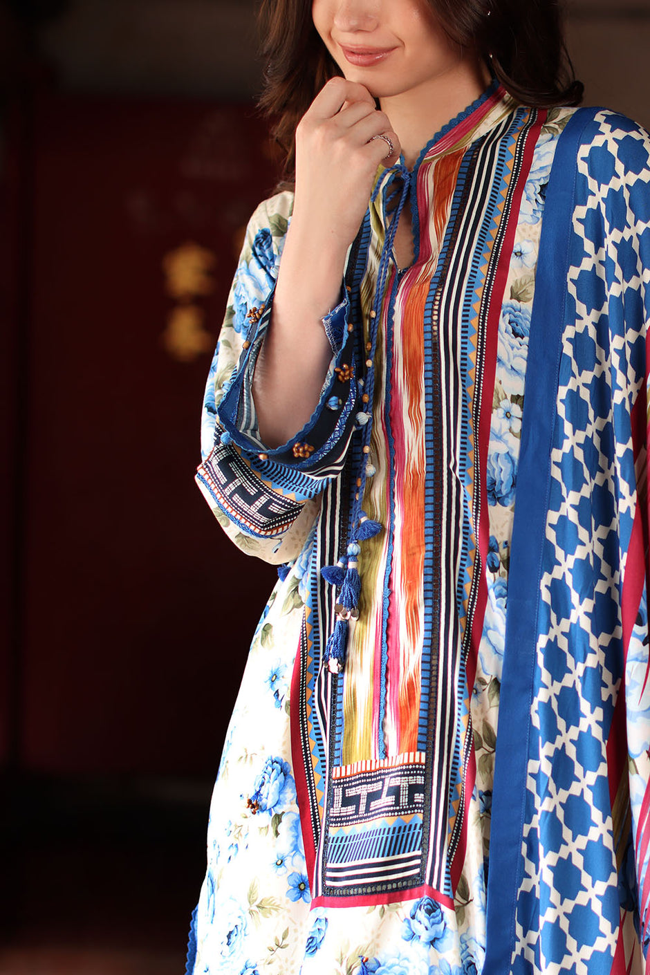 3 Piece Printed Linen Suit with Printed Linen Dupatta