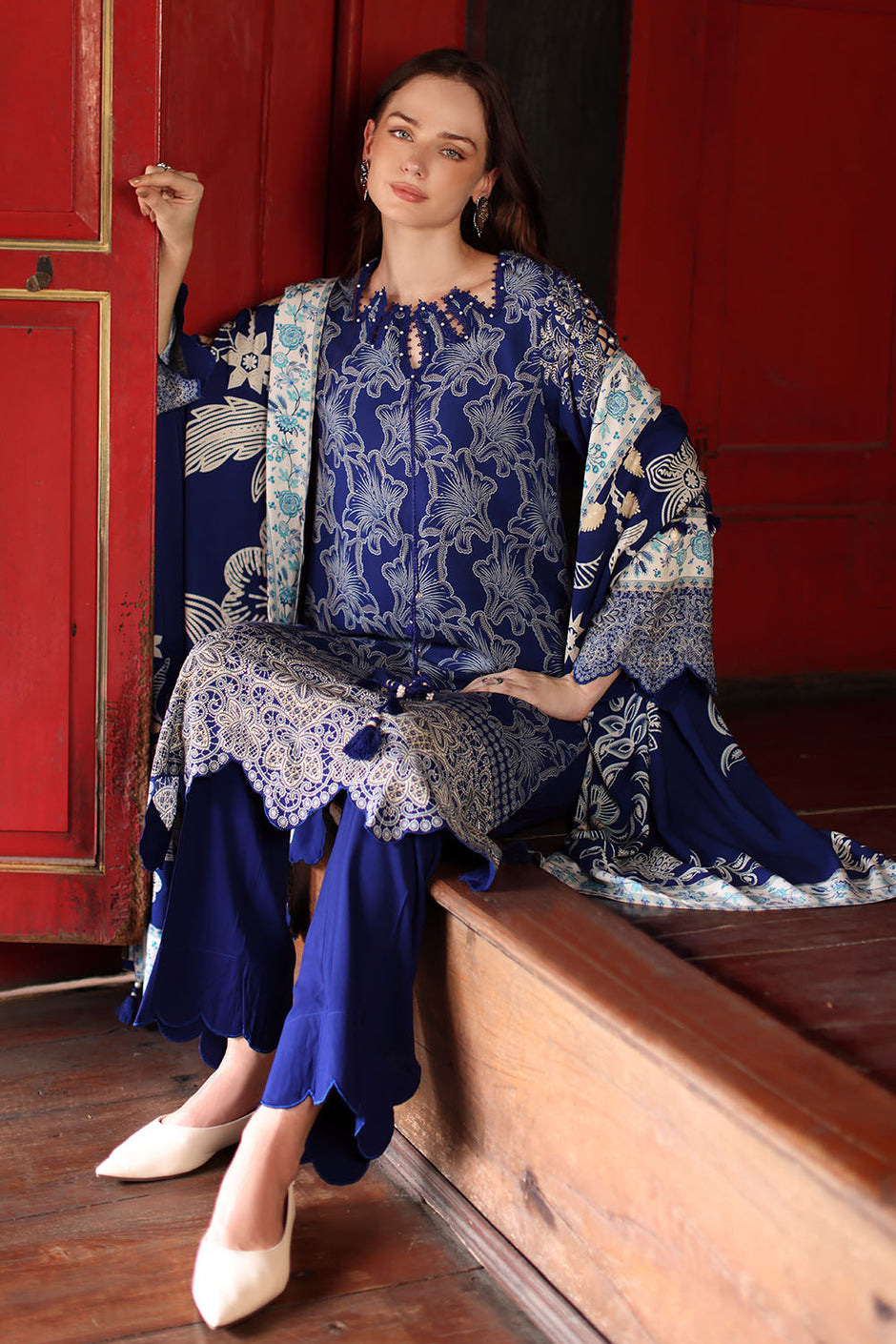 3 Piece Printed Linen Suit with Printed Linen Dupatta