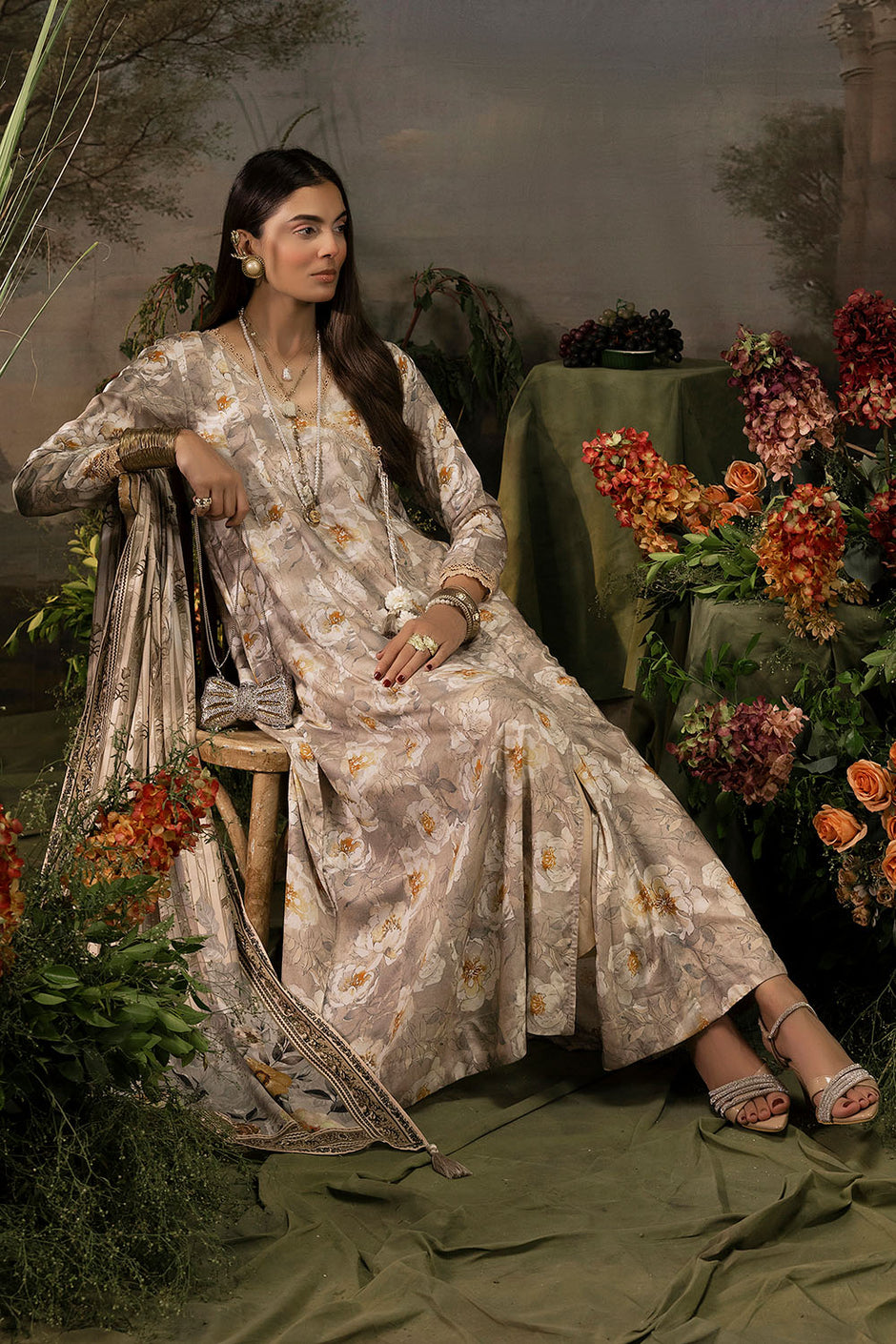 3 Piece Printed Linen Suit with Dupatta
