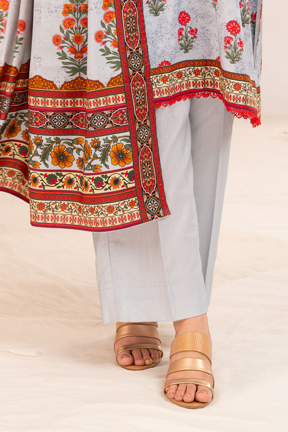 3 Piece Printed Linen Suit with Dupatta