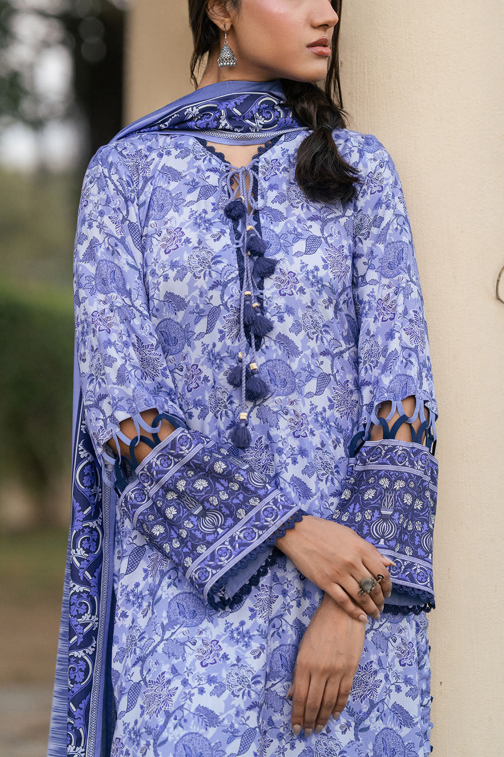 3 Piece Printed Linen Suit