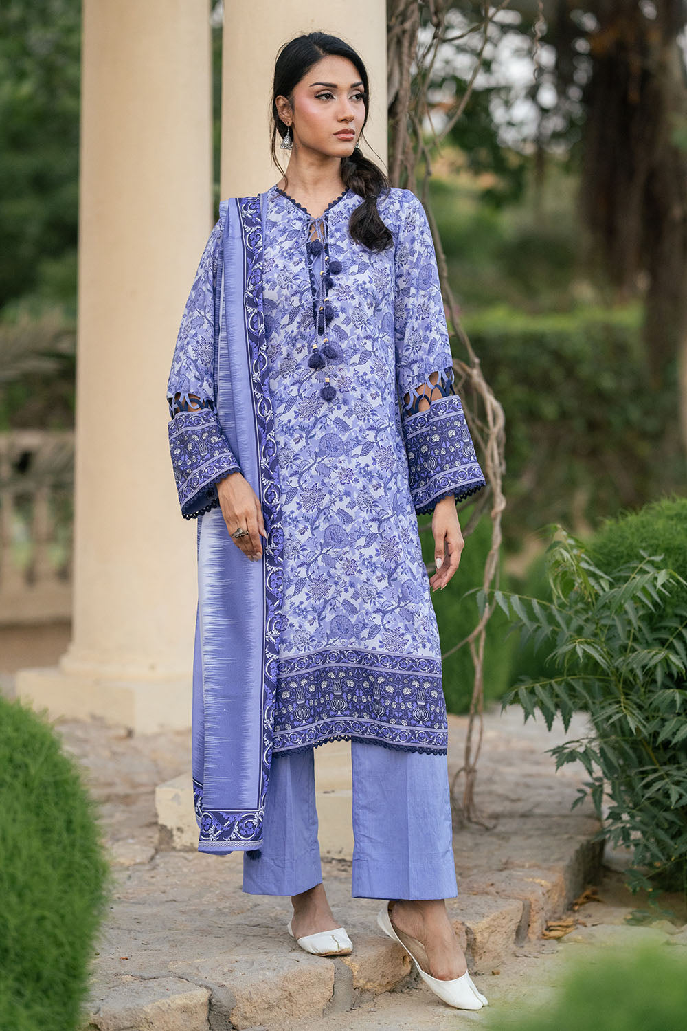 3 Piece Printed Linen Suit