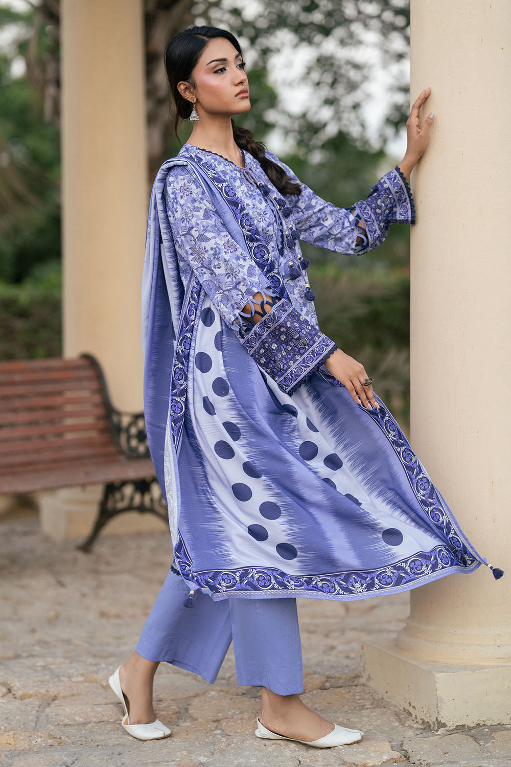 3 Piece Printed Linen Suit