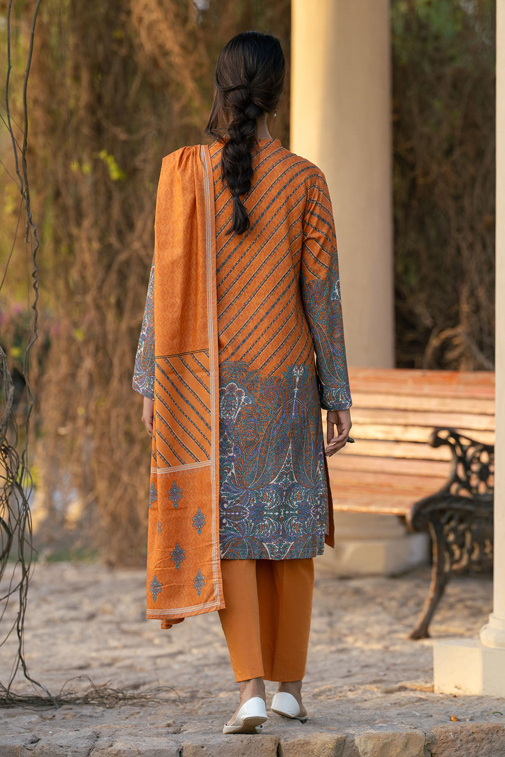 3 Piece Printed Linen Suit