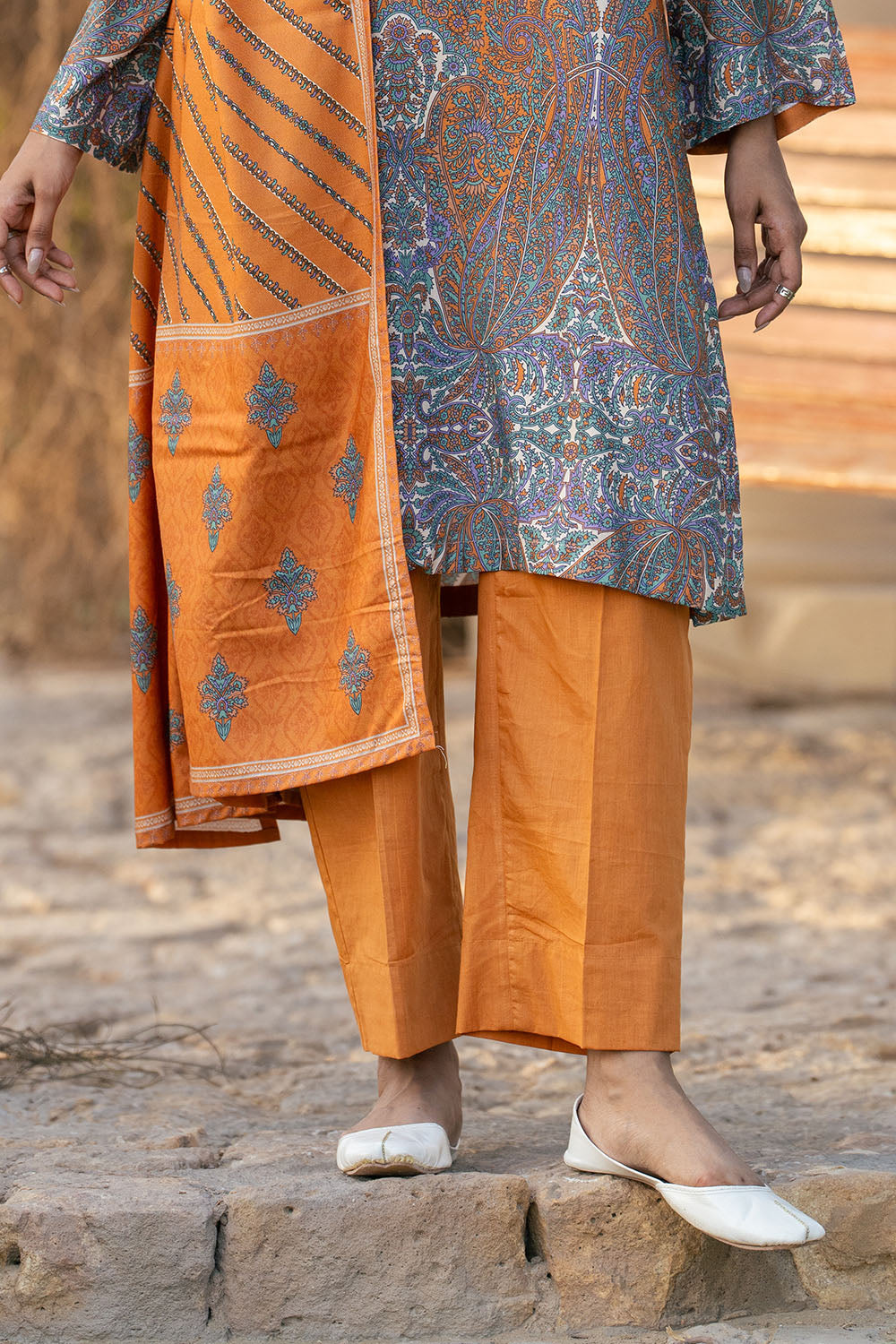 3 Piece Printed Linen Suit