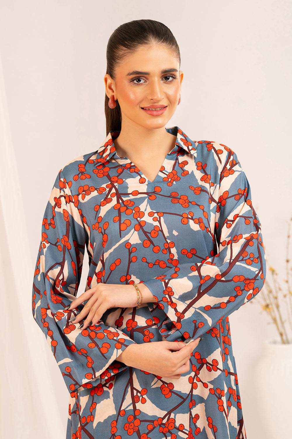 1 Piece Printed Linen Shirt SV-52002