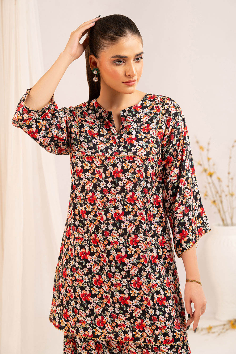 1 Piece Printed Linen Shirt SV-52003