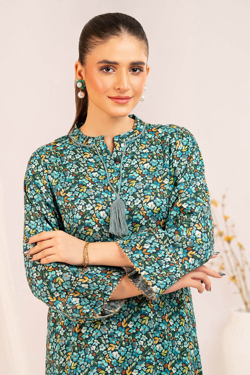 1 Piece Printed Linen Shirt SV-52004