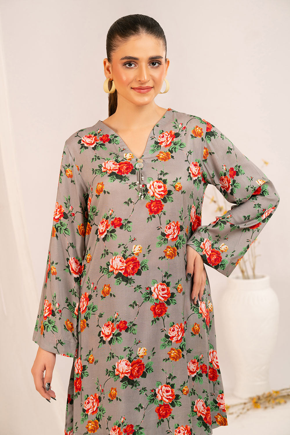 1 Piece Printed Linen Shirt SV-52007
