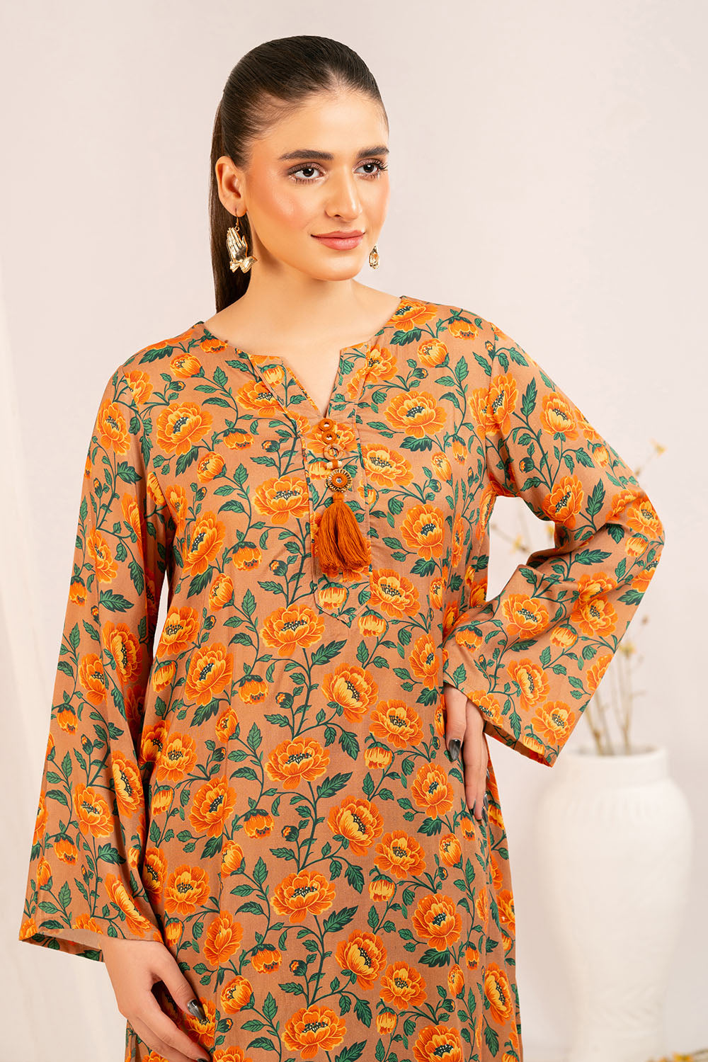 1 Piece Printed Linen Shirt SV-52009