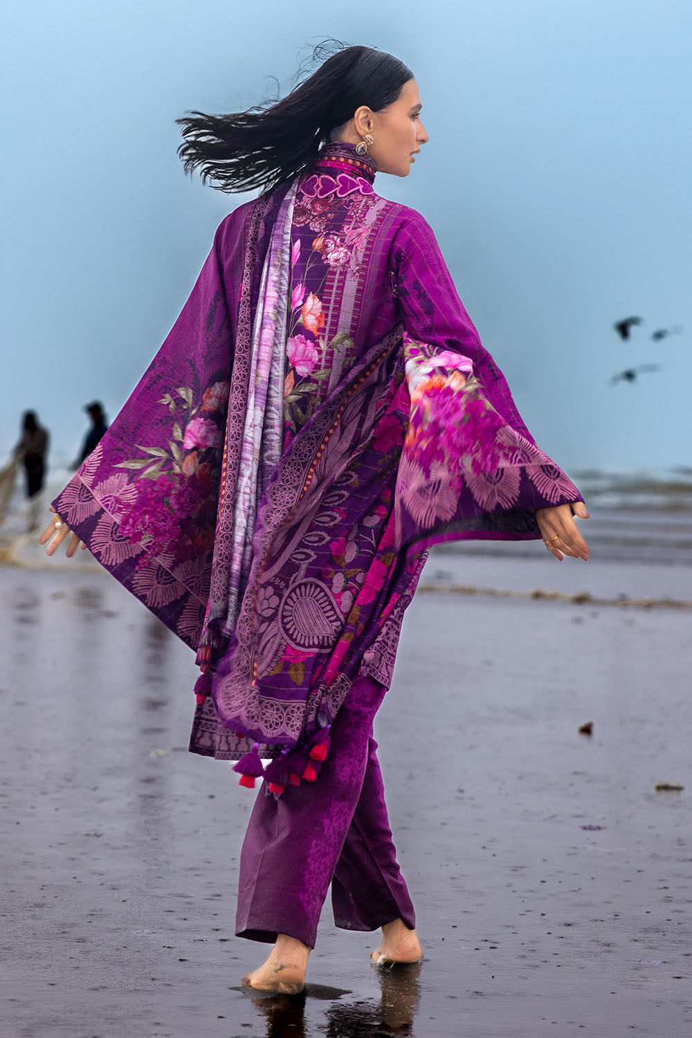 3 Piece Printed Mehsuri Khaddar Stripe Suit with Dupatta K-52067