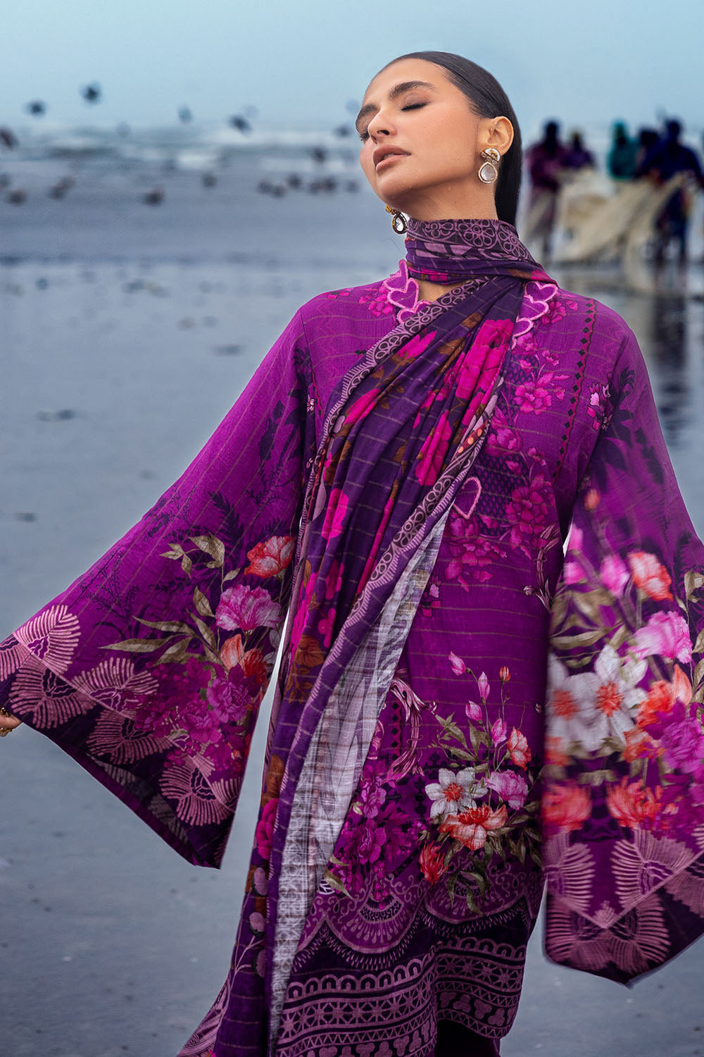 3 Piece Printed Mehsuri Khaddar Stripe Suit with Dupatta K-52067