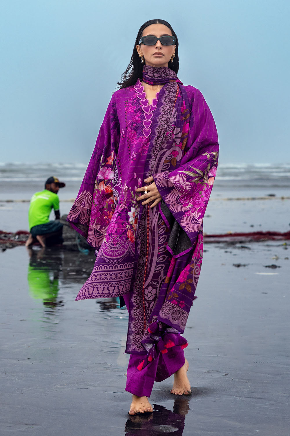 3 Piece Printed Mehsuri Khaddar Stripe Suit with Dupatta K-52067